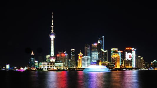 建筑,夜上海,都市夜景,建筑夜景,上海东方明珠塔,城镇,江河