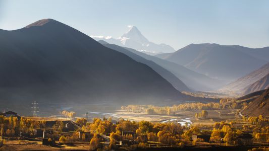 自然风光,山川,树木,森林,川西,全景,四川,村镇,建筑