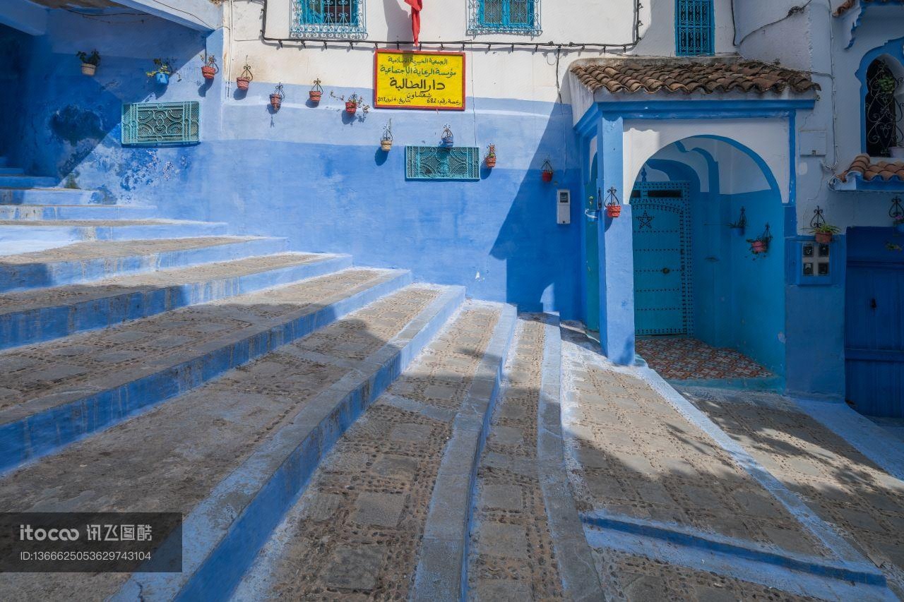 摩洛哥,小镇一角,城镇