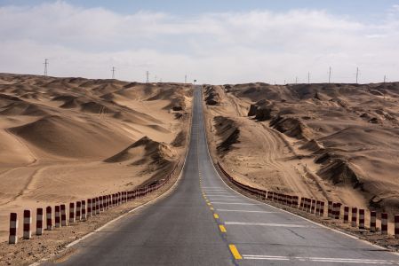 公路,戈壁,自然风光,沙漠,荒漠