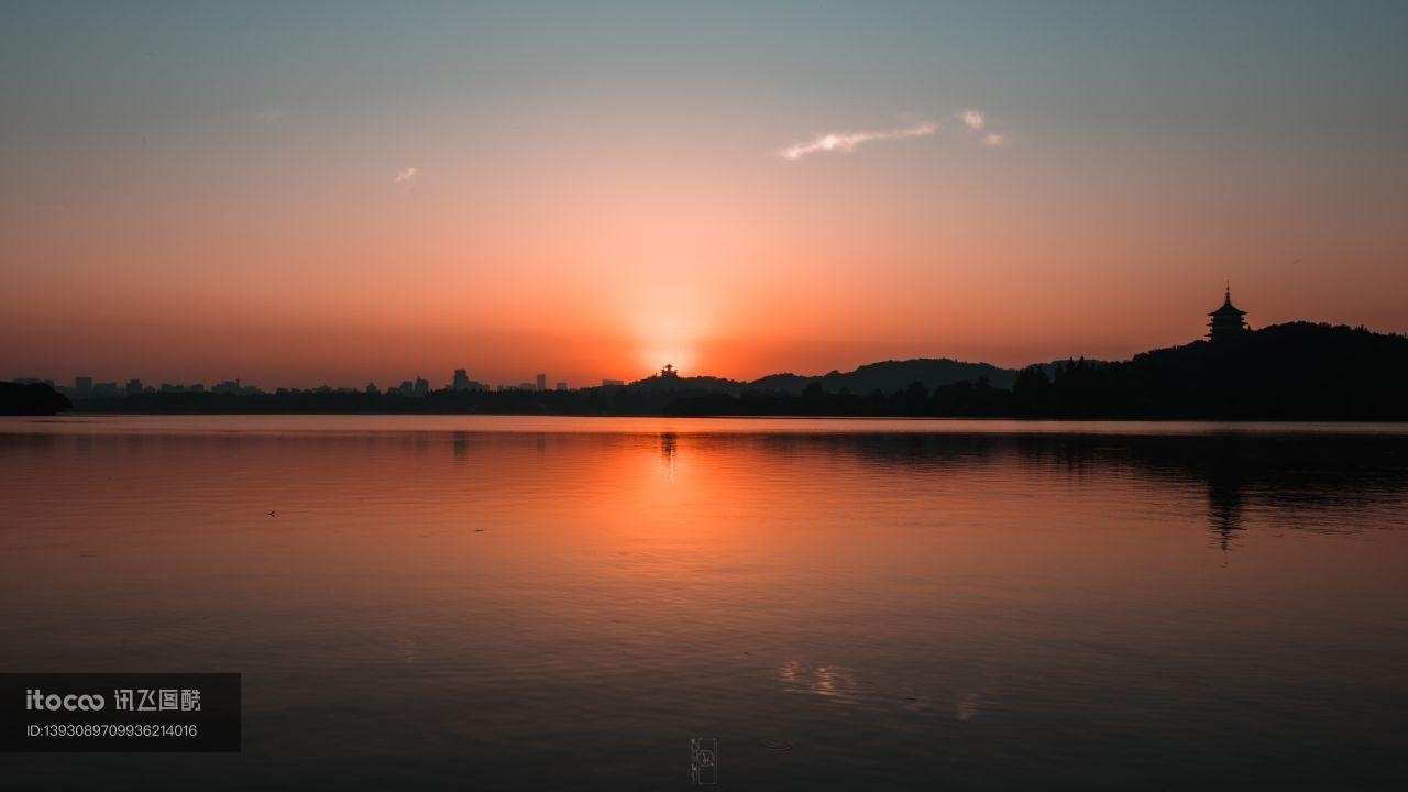 天空,全景,日出