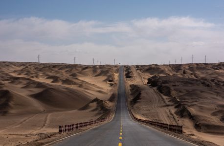 公路,戈壁,自然风光,沙漠,荒漠