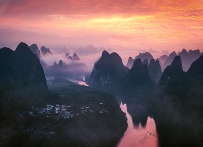 山峦,自然风景,天空,江河,自然风光,云雾,霞光,气候气象