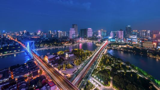 建筑,建筑夜景,都市夜景,城市夜景照明,城镇,道路,立交桥,江河