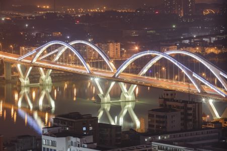建筑,桥,高架桥,都市,桥梁,建筑夜景,夜景照明,广西,城镇,江河,柳州