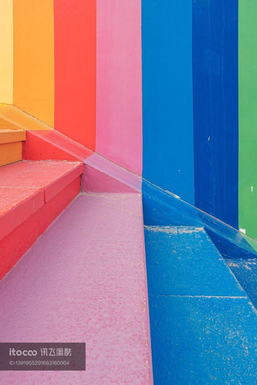 台阶,抽象背景,彩色