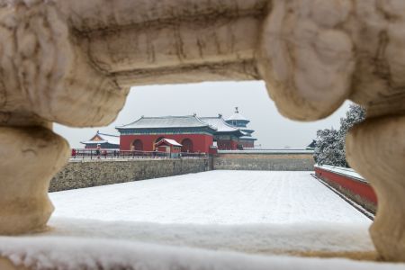 天坛,传统建筑,雪下的天坛,建筑,中国,北京,历史古迹