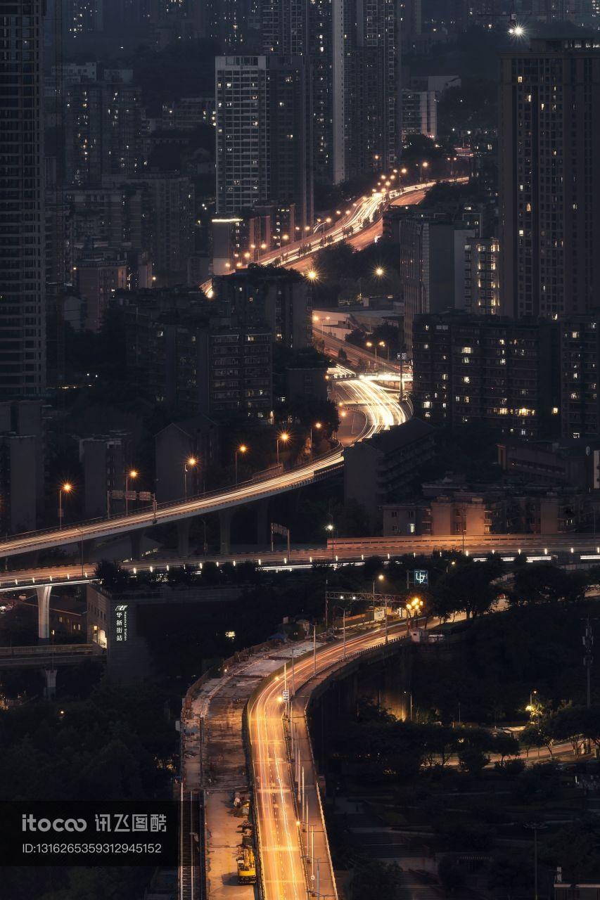 重庆,夜晚,道路