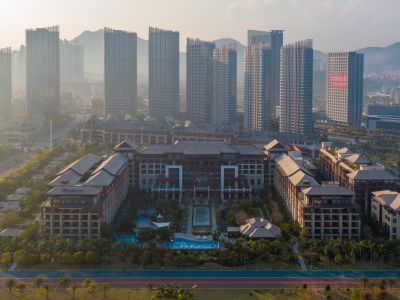 建筑,现代建筑,城镇,航拍,都市,道路,雾,清晨,全景,天空