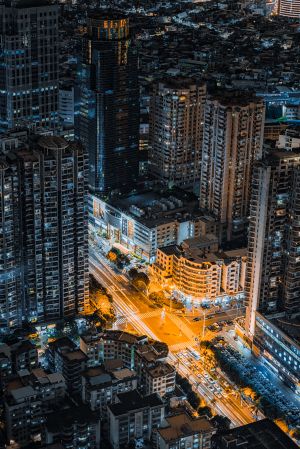 城镇,建筑,航拍,夜晚,都市夜景,道路,城市道路