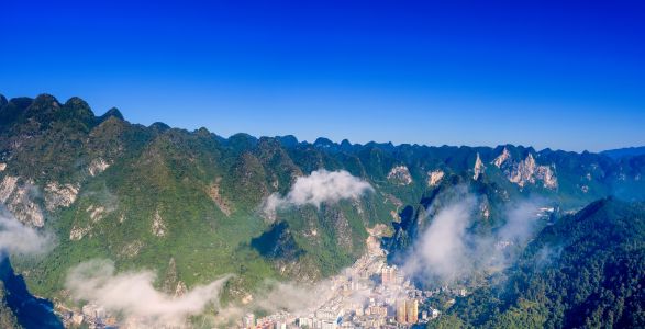 自然风光,城镇,天空,建筑,山川,全景