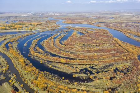 海拉尔河湿地,湿地,呼伦贝尔,海拉尔,内蒙古,天空,航拍,自然风光,江河