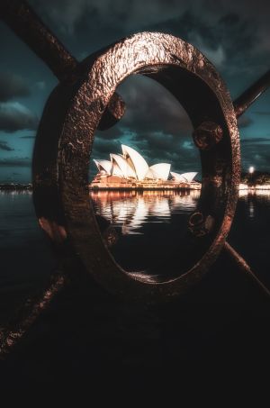 现代建筑,悉尼歌剧院,悉尼港桥,著名景点,繁荣,艺术,市区,风景,新南威尔士,建筑,城镇,都市,国外,澳大利亚,湖泊,海洋,夜晚,特写,全景,旅游,背景素材,水,反射
