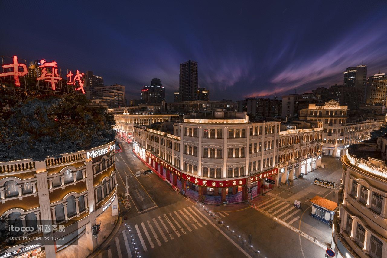 建筑夜景,建筑,俯瞰