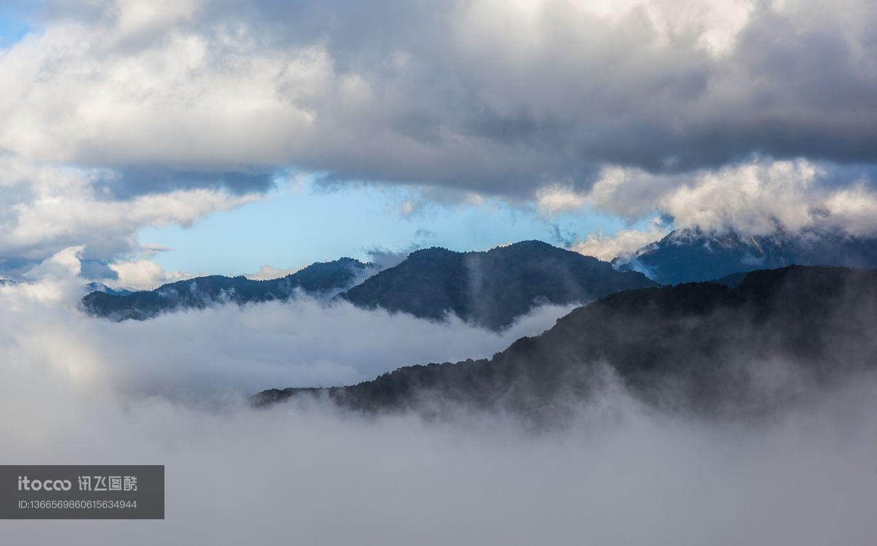 白云,阿里山,山川