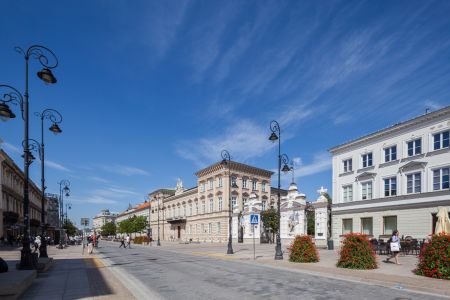 建筑,道路,街道,城镇,天空,村镇,全景,国外,现代建筑,城市街道,树木,波兰,华沙