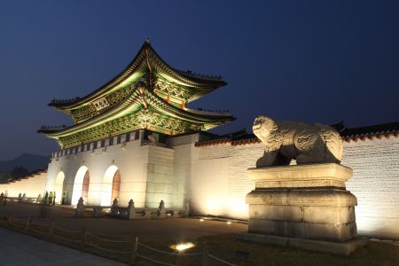 建筑,夜晚,国外,韩国,城镇,历史古迹