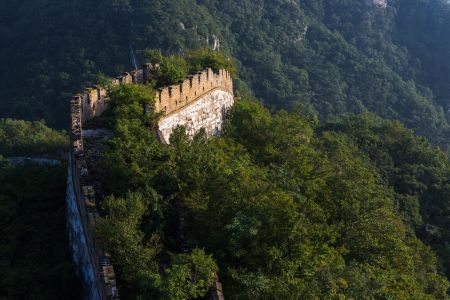 自然风光,中国,北京,森林,俯瞰,箭扣长城,历史古迹,植物,树木,山川,建筑