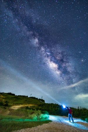 星空,天空,自然风光,仰拍,星星,山川