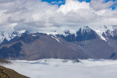 自然风光,白云,雪山,全景,天空