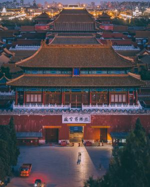 北京,历史古迹,景点,建筑,夜晚,航拍,故宫,故宫博物院,传统建筑,宫殿,城镇,全景,城楼