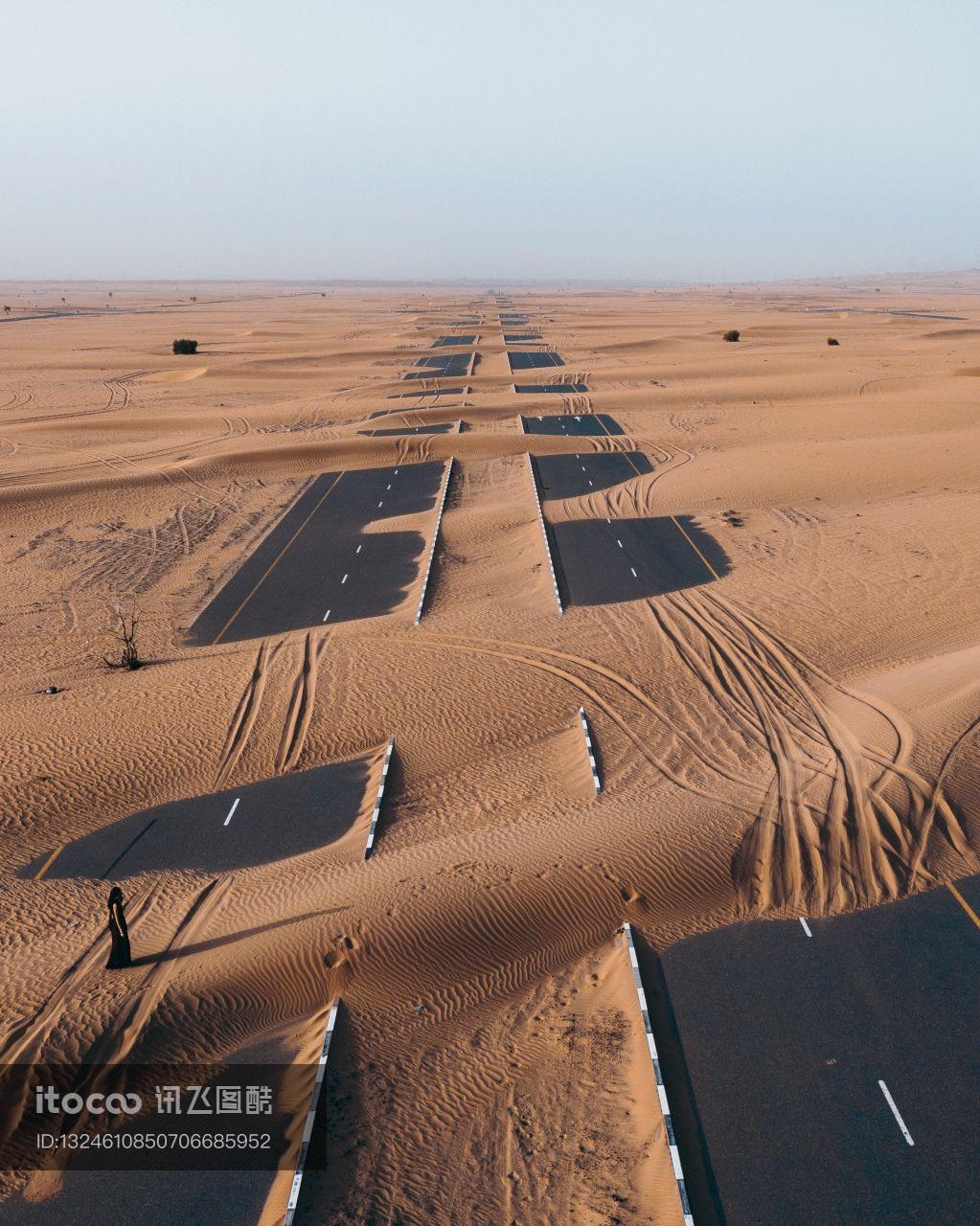沙漠,道路,迪拜