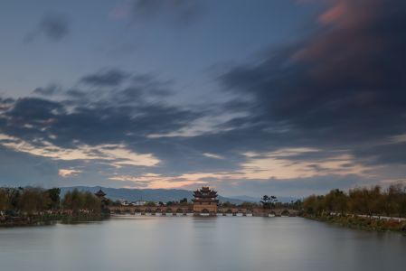 天空,湖泊,自然风光,桥,云南,中国,红河,历史古迹