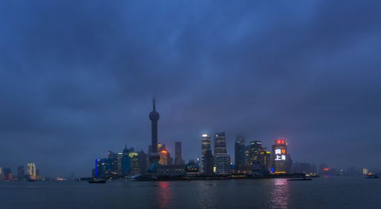 上海,建筑,江河,城镇,夜晚,全景