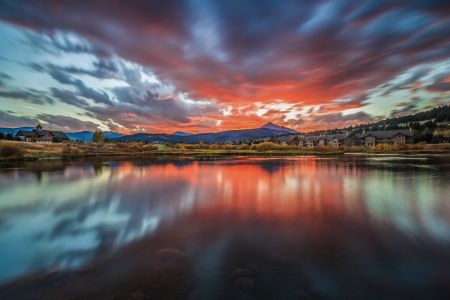 美国,天空,霞光,国外,乌云,山川