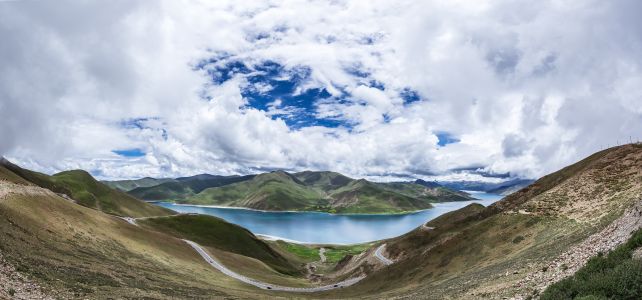 自然风光,白云,山川,天空,江河