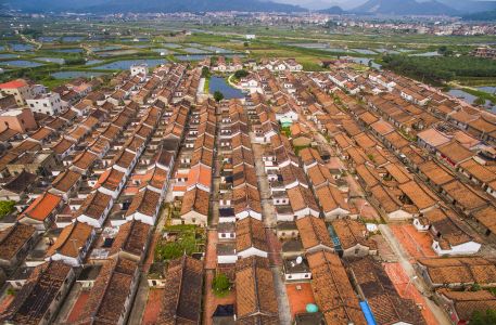 村镇,城镇,建筑,平原,航拍,乡村道路