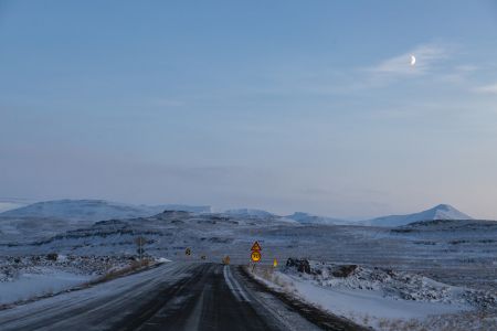 自然风光,雪,雪山,天空,道路,公路,冰岛
