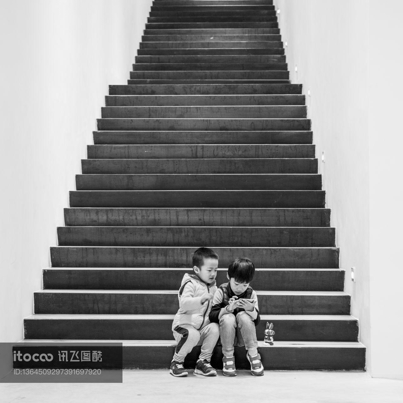 儿童,楼梯,建筑