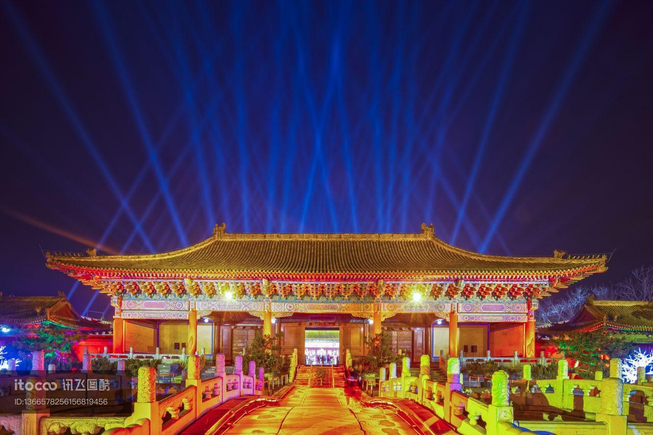 寺庙,建筑,夜晚