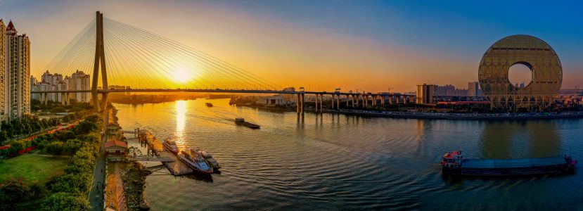 日落,全景,城镇,生活工作,都市,道路,景点,江河