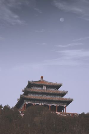 建筑,自然风光,北京,景点,国内旅游,景山,万春亭,传统建筑,楼阁,树木