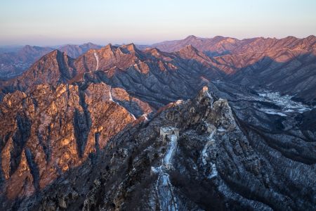 山川,历史古迹,自然风光,全景,箭扣长城,长城,中国,北京,建筑,景点,雪