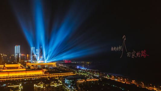 城镇,夜晚,建筑