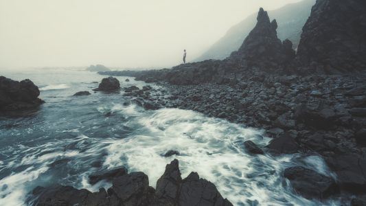 自然风光,岩石,海洋,人像,全身像,环境人像