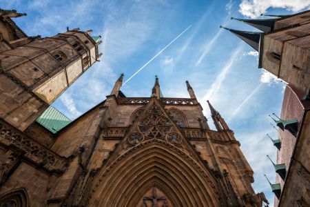 教堂,建筑,仰拍,德国,城镇,天空,国外