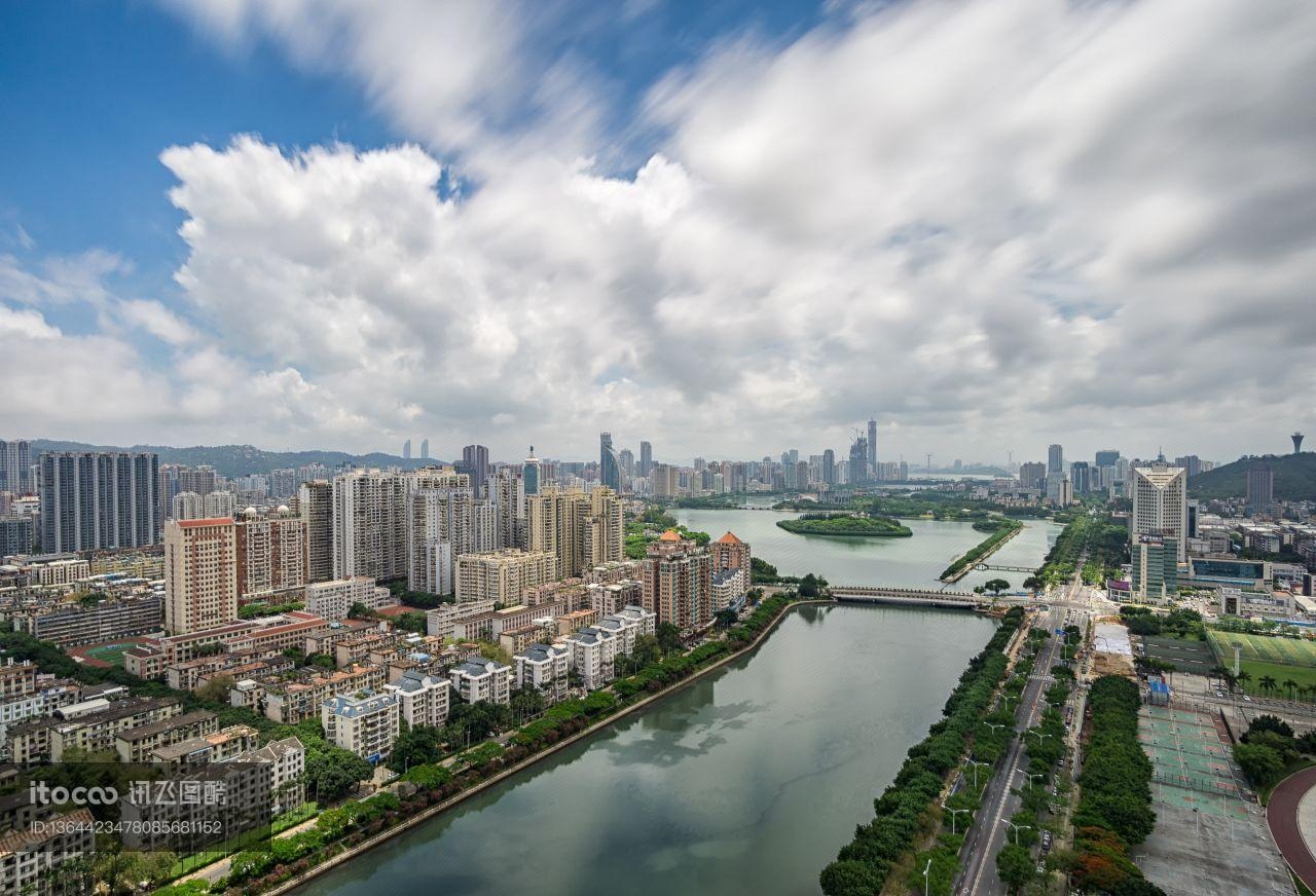 天空,全景,现代建筑