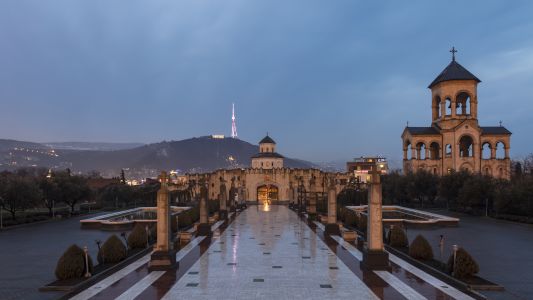 建筑,夜晚,国外,城镇,格鲁吉亚,山川