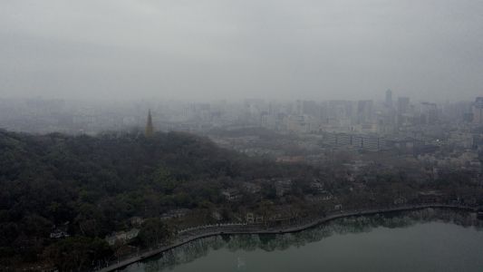 全景,自然风光,城镇,湖泊,建筑,植物,树木,塔