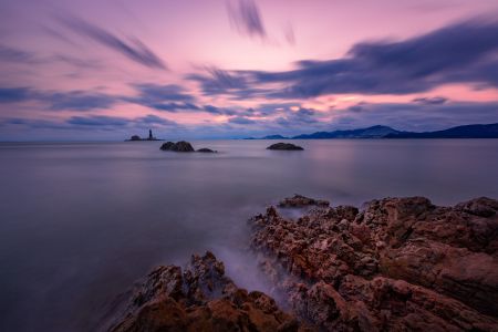 自然风光,晚霞,天空,江河,海洋,岩石,乌云,山川