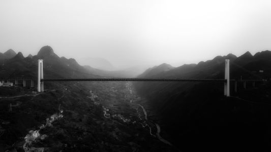 云雾,气候气象,山峦,桥梁,道路,天空