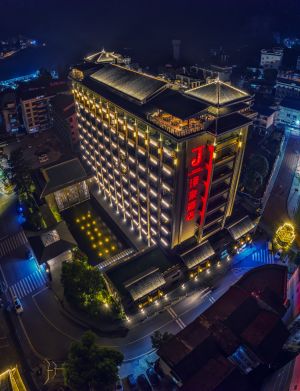 城镇,建筑,夜晚,航拍