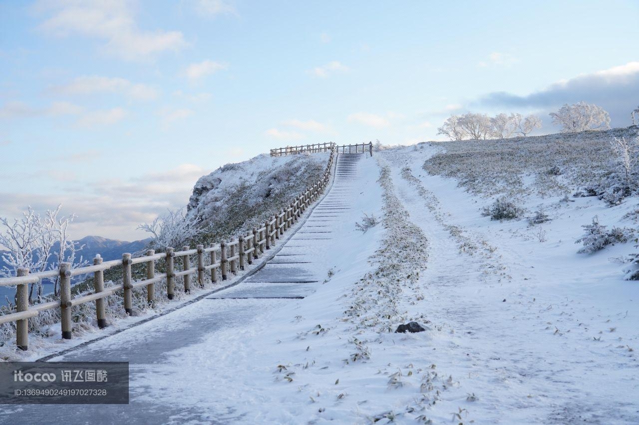 自然风光,雪山,道路