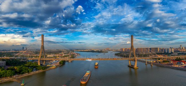 自然风光,江河,建筑,城镇,道路,都市,船