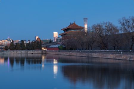 建筑,故宫,故宫角楼,传统建筑,自然风景,历史古迹,江河,中国,北京,城镇