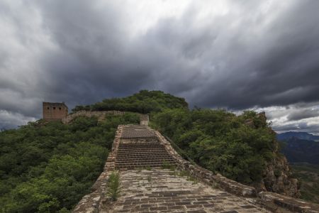 长城,建筑,传统建筑,城垣,山峦,城楼,自然风光,乌云,北京,古北水镇